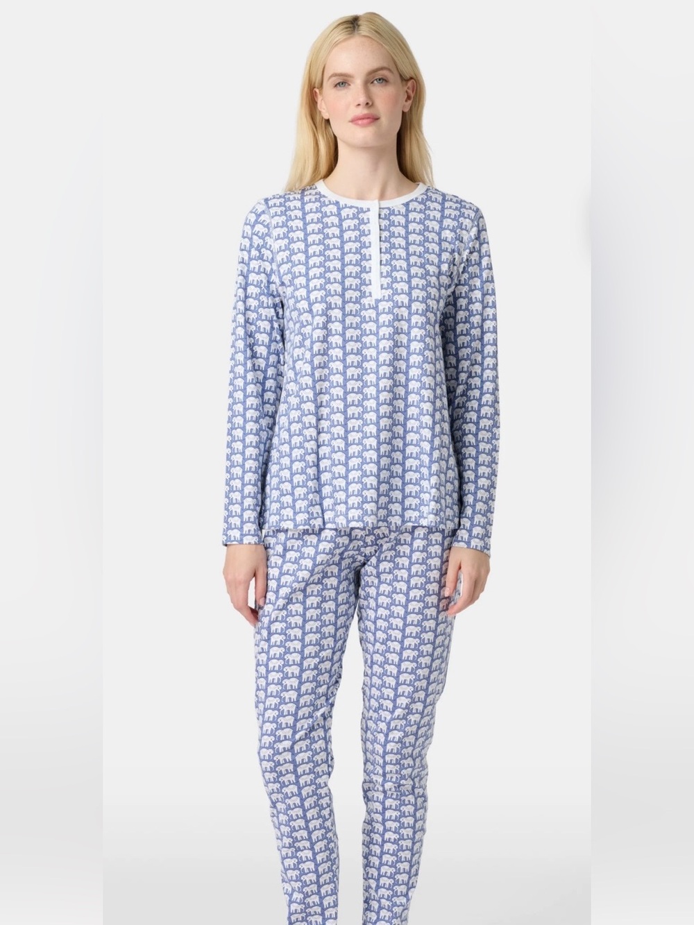 Roller Rabbit Women’s Blue Elephant Print Pajama Set- washed once, never worn